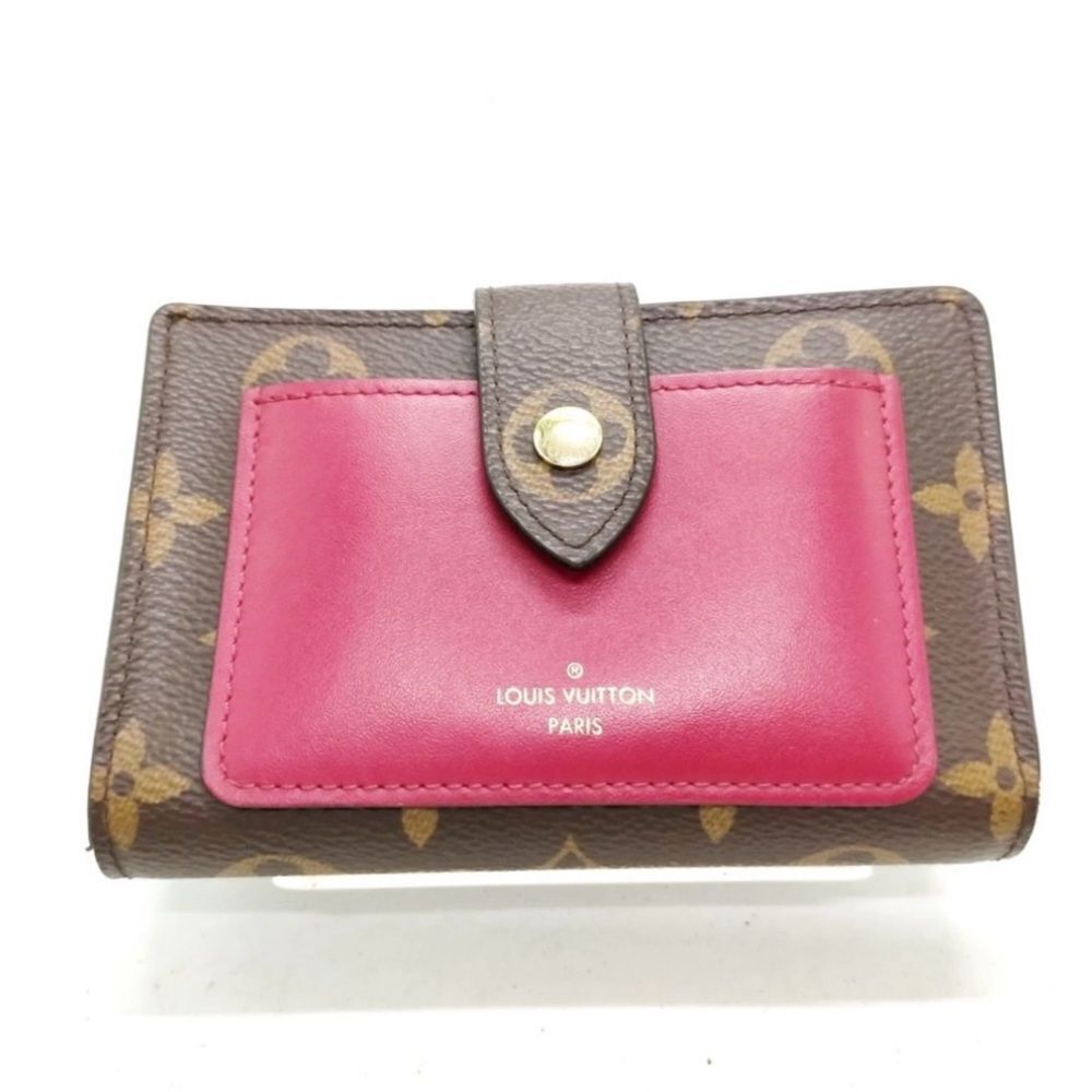 Louis Vuitton Brown Monogram Fuchsia M69433 Bifold Portefeiuelle Juliet Wallet